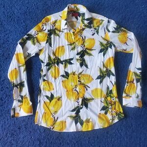 Yellow Lemon Print Men's Casual Shirt